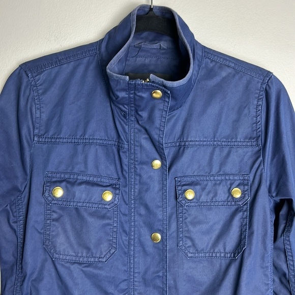 J Crew Waxed Cotton Boyfriend Jacket Women’s Small Navy Style# 19034 Utility - Picture 2 of 10